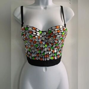 Rhinestone Bustier Crop Top